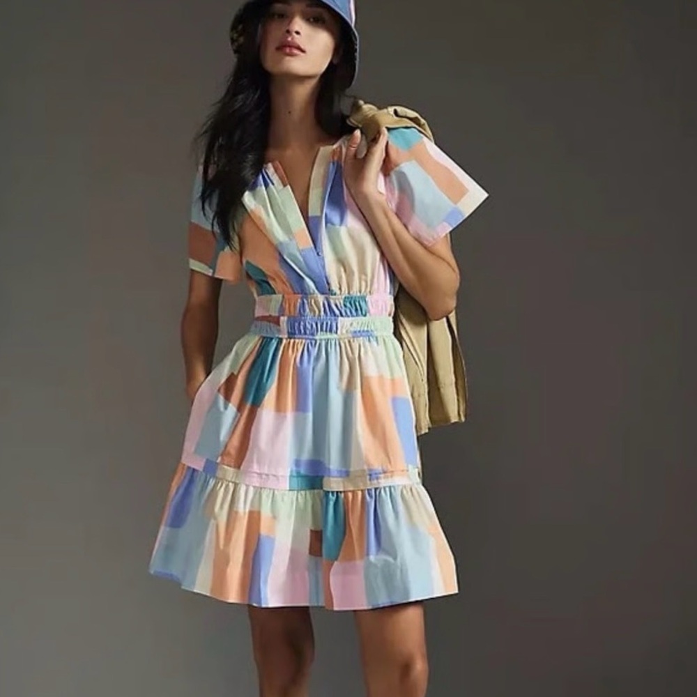 Anthropologie The Somerset Mini‎ Multi Color Dress Size XS petite pastel